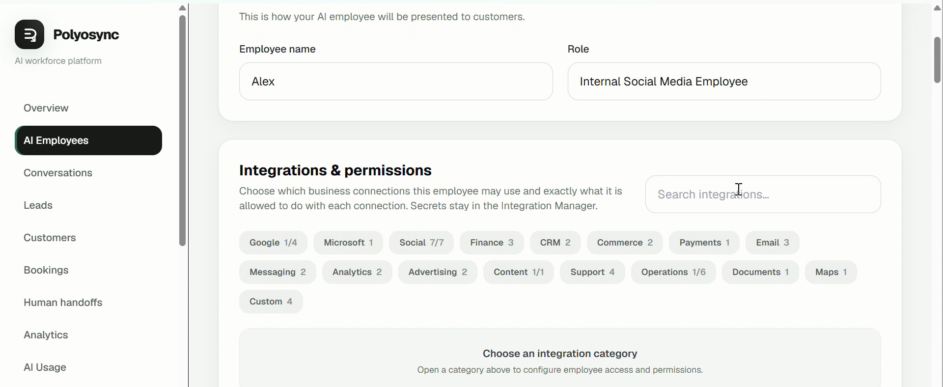 Employee identity + Integrations & permissions.